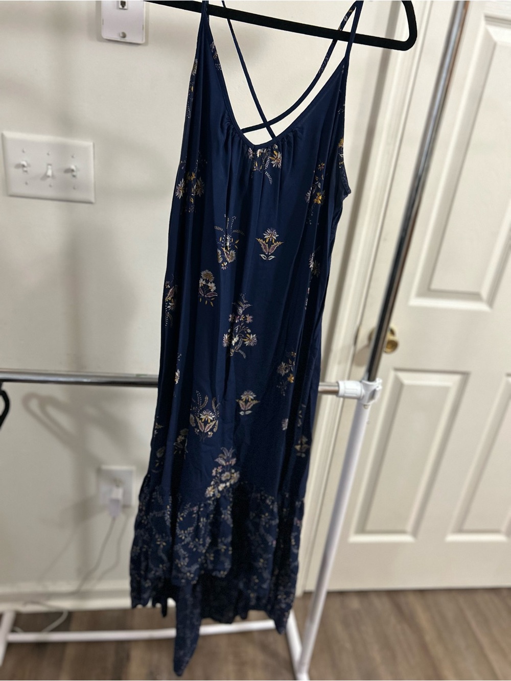 a.n.a Navy Floral Maxi Dress with Delicate Straps